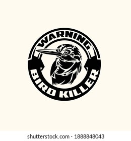 kingfisher black and white vector bird stencil art. Can be used for any purpose.