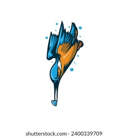 kingfisher diamond illustration, logo, bird