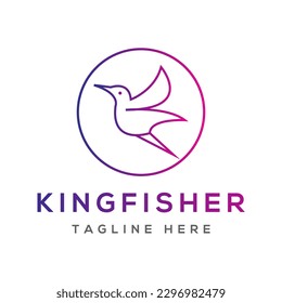 Kingfisher Flying logo design vector, Bird logo design