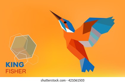 Kingfisher low polygon style. vector illustration.
