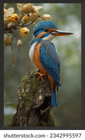 Kingfisher auf Baum, Vektordesign