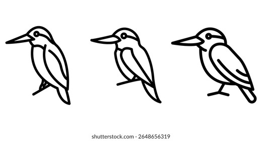 kingfisher outline or line icon design bundle.