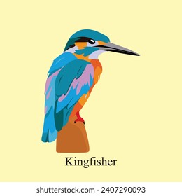 Kingfisher Perched Colorful Exotic Blue Bird Detailed