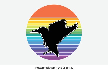 kingfisher Retro Sunset t-shirt Designs, Handmade Calligraphy Vector Illustration, Greeting Card Template With Typography, For Poster, Wall, Banner, Flyer and Mug, Cutting Machine.