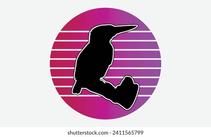kingfisher Retro Sunset t-shirt Designs, Handmade Calligraphy Vector Illustration, Greeting Card Template With Typography, For Poster, Wall, Banner, Flyer and Mug, Cutting Machine.