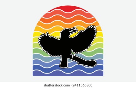 kingfisher Retro Sunset t-shirt Designs, Handmade Calligraphy Vector Illustration, Greeting Card Template With Typography, For Poster, Wall, Banner, Flyer and Mug, Cutting Machine.