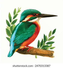 A kingfisher sitting on a branch of a tree