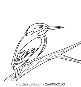 Kingfisher Sitting On Tree Branch image vector isolated on white background.