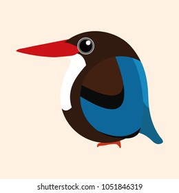 Kingfisher vector, white-throated kingfisher cartoon vector.