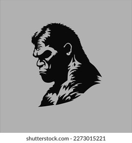 Kingkong head design vector with grey background. Kingkong animal icon vector illustration.