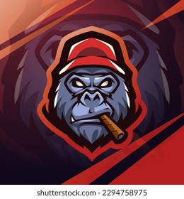 Kingkong head esport mascot logo design