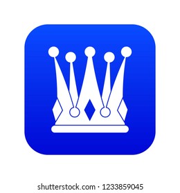 Kingly crown icon digital blue for any design isolated on white vector illustration