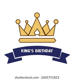 King's Birthday Gold Crown Vector Design