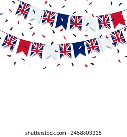 King's Birthday in United Kingdom. Garland with the flag of United Kingdom on a white background. Vector illustration.
