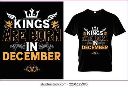 Kings are born in December tshirt desgin template vector for tshirt printing.  svg