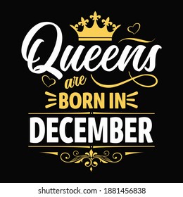 Kings are born in December - t-shirt, typography, ornament vector - Good for kids or birthday boys, scrap booking, posters, greeting cards, banners, textiles, or gifts, clothes