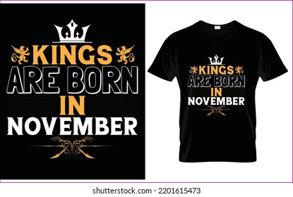 Kings are born in november tshirt desgin template vector for tshirt printing.  svg