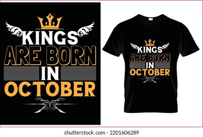 Kings are born in October tshirt desgin template vector for tshirt printing.  svg