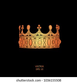 king's crown. Headgear hand-drawn sketch. Vector illustration