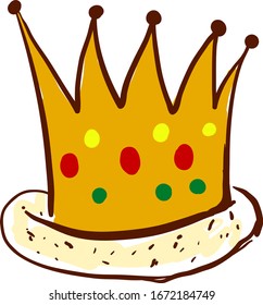 Kings crown, illustration, vector on white background.