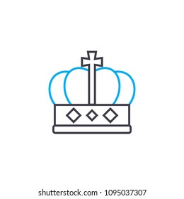 King's crown linear icon concept. King's crown line vector sign, symbol, illustration.