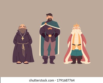 kings with crown and royal robes vector illustration design