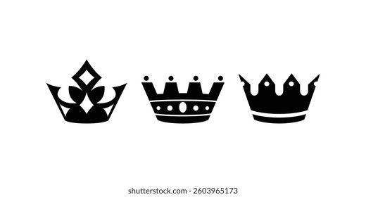Kings crown silhouette set. King’s Crown Silhouette Set — Royal Crown Vector Icons for Design and Illustration