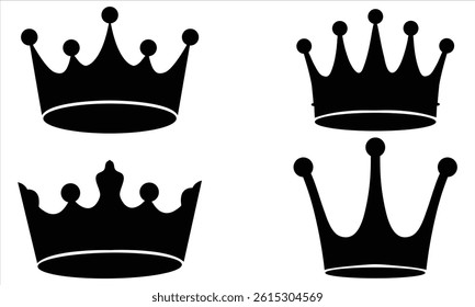 Kings Crown  silhouettes vector set 
