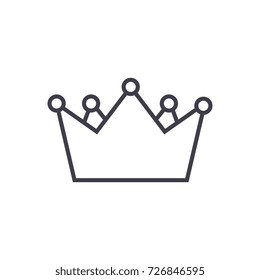 kings crown vector line icon, sign, illustration on background, editable strokes