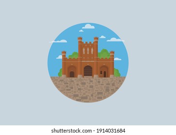 king's gates old fortress flat illustration kaliningrad