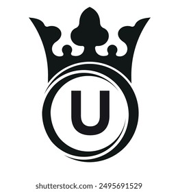 Kings Logo combine with letter U vector template