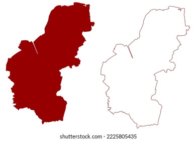 King's Lynn and West Norfolk non-metropolitan district, Borough (United Kingdom of Great Britain and Northern Ireland, ceremonial county Norfolk, England) map vector illustration, scribble sketch map