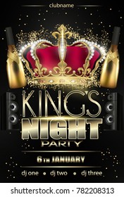 kings night party flyer background black with lights and stars (noche de reyes)