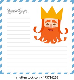The kings of orient. vectorized letter. Dear Caspar written in Spanish