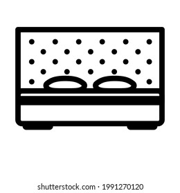 Icono de cama de tamaño king size. Diseño de contorno negrita con ancho de trazo editable. Ilustración vectorial.