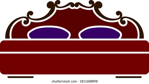 Icono de cama de tamaño king size. Diseño de color plano. Ilustración vectorial.