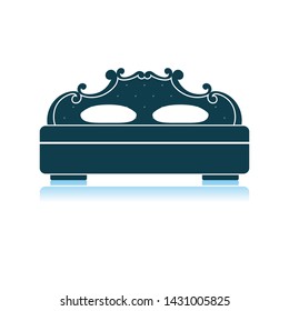 King-size Bed Icon. Shadow Reflection Design. Vector Illustration.