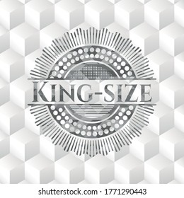 King-size grey icon or emblem with geometric cube white background. 