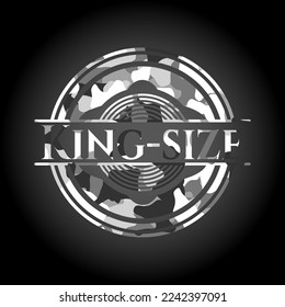 King-size on grey camouflage texture 