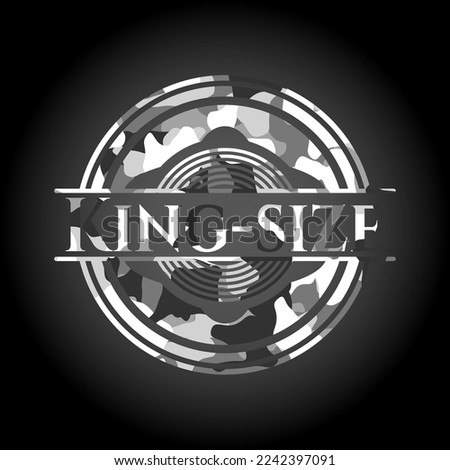 King-size on grey camouflage texture 