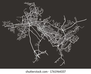 Kingsport, Tennessee, United States–urban map of downtown and suburbs, roads network, background poster