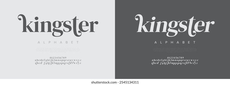 Kingster tipografia beleza moda elegante minimalista serif italic fontes decorativo casamento vintage retro logos. Logotipo de fonte de luxo mínimo alfabeto. Ilustração vetorial