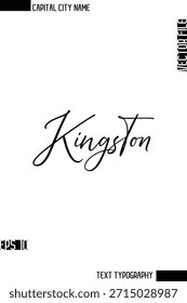 Kingston   --Nombre de la ciudad capital Caligrafía cursiva Diseño de texto decorativo Elemento de Vector