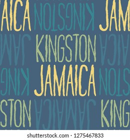 Kingston, Jamaica seamless pattern, typographic city background, texture.