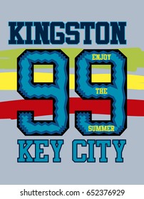 kingston key city,t-shirt print poster vector illustration