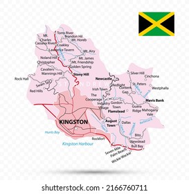 Kingston and Saint Andrew Map. Jamaica state with cities and towns