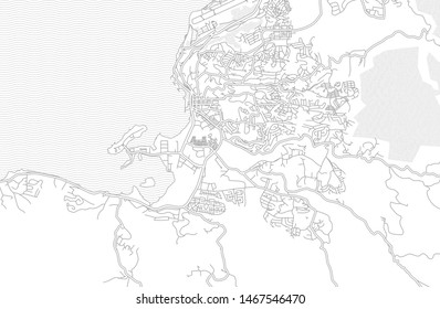 Kingston, Saint James, Jamaica, bright outlined vector map with bigger and minor roads and streets created for infographic backgrounds.