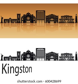 Kingston skyline in orange background in editable vector file