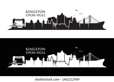 Kingston Upon Hull Skyline - England, United Kingdom, UK, Great Britain - Vector Illustration