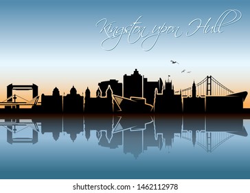 Kingston Upon Hull Skyline - England, United Kingdom, UK, Great Britain - Vector Illustration